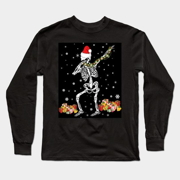 Dabbing Skeleton Santa Kids Adult Gift Funny Christmas Long Sleeve T-Shirt by Sinclairmccallsavd